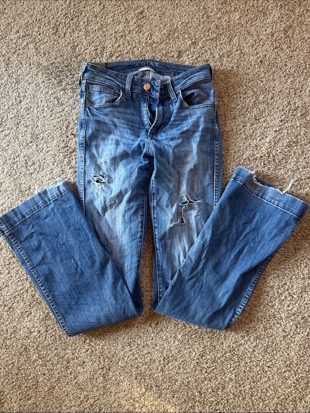 Ariat Women's Medium Blue Distressed Trouser Jeans
